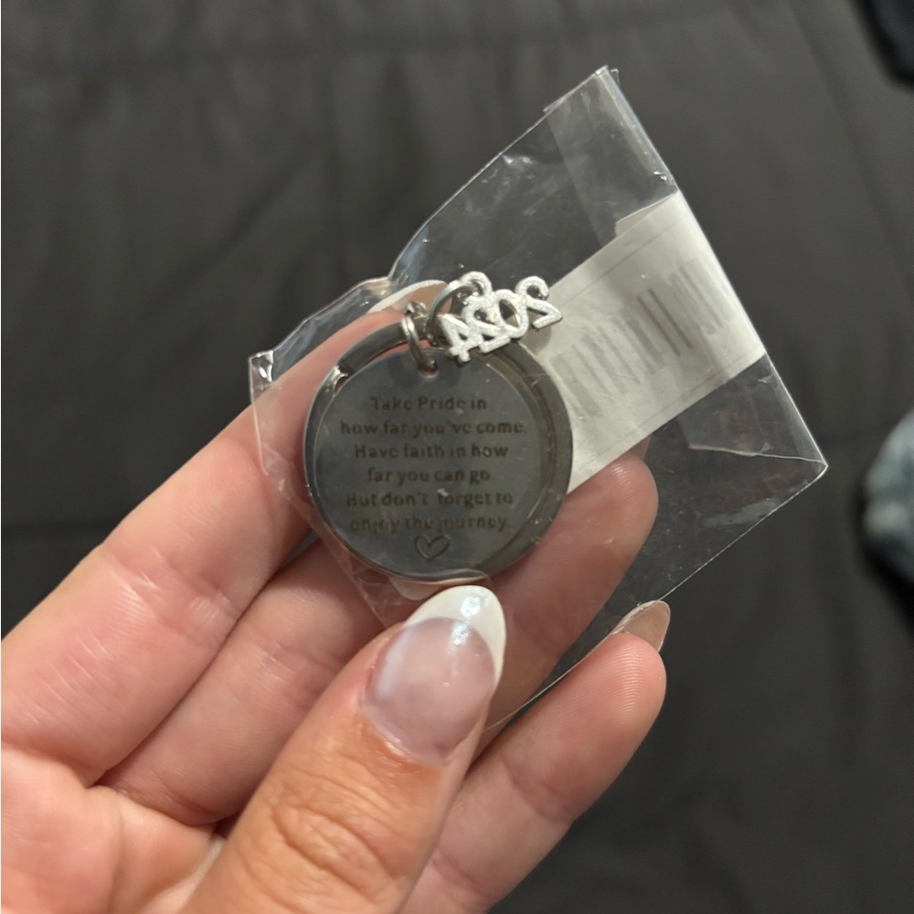Inspirational Keychain with Silver Tone Charm